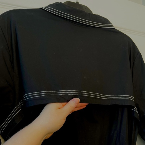 Rockabilly Goth Pinup Dress | Button-Up Sash-Tie Collar Yoke & Pockets | 3X 24W - Picture 8 of 11